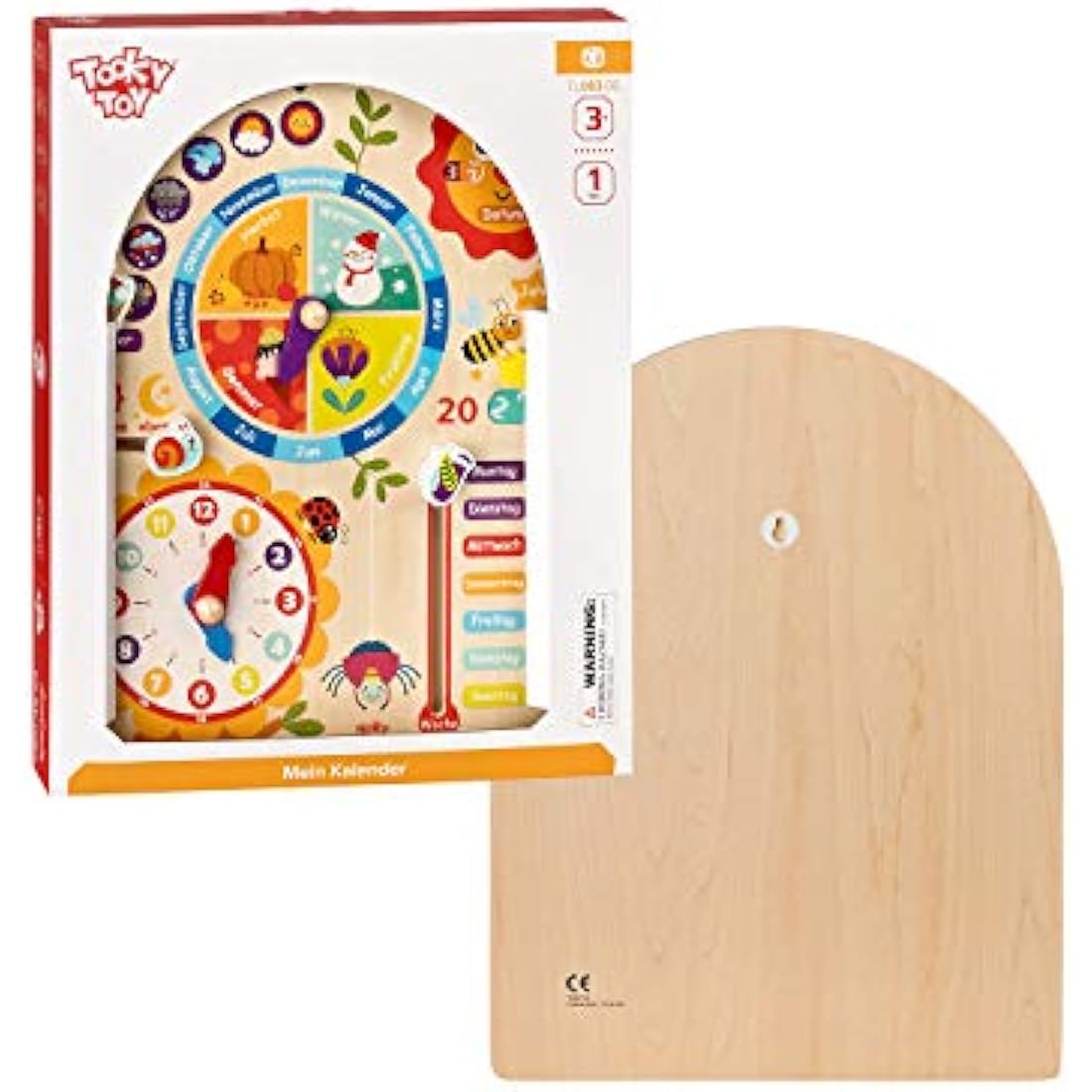 Tooky Toy Wooden Calendar Clock – Educational Learning Toy for Kids