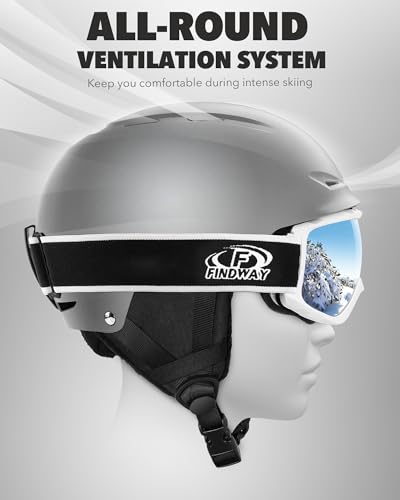 Findway Ski Helmet and Goggles Set | Adjustable Snowboard Gear for Adults