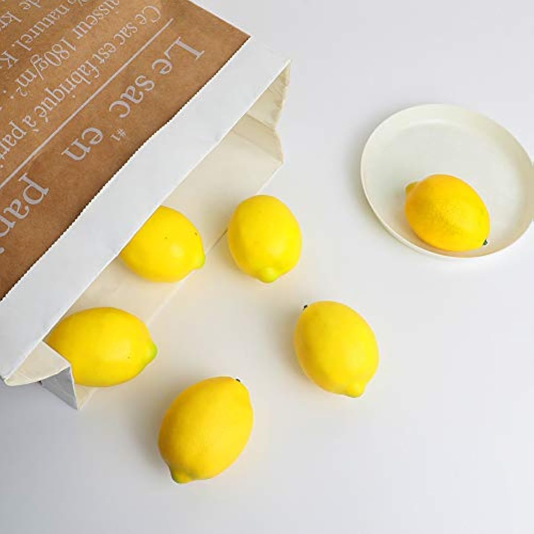 Veryhome Artificial Lemons – 6pcs Realistic Fake Fruit for Kitchen Decor