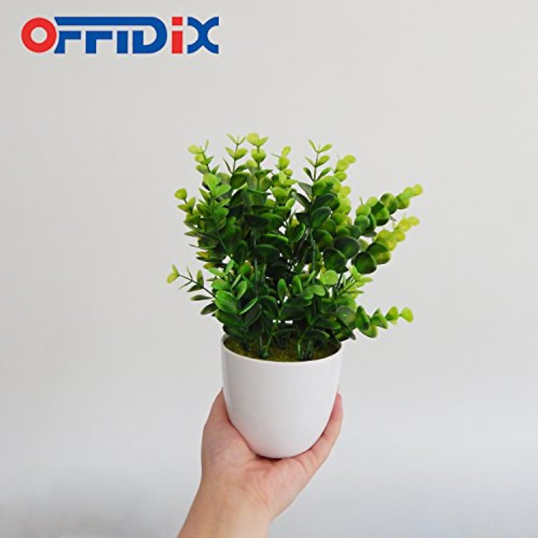 Mini Artificial Eucalyptus Plant with White Vase for Desk