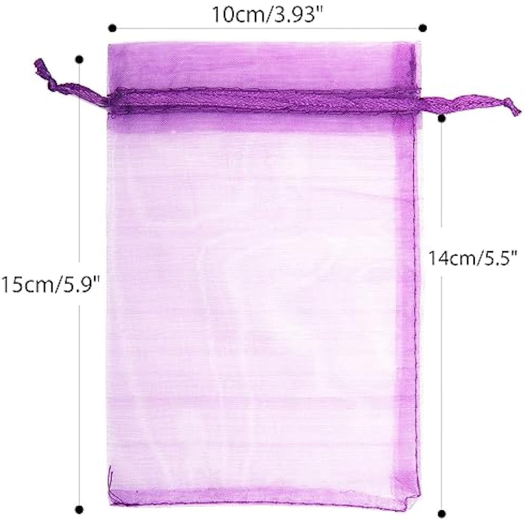 G2PLUS Purple Organza Gift Bags | 100 PCS Mesh Jewelry Pouches 10x15cm