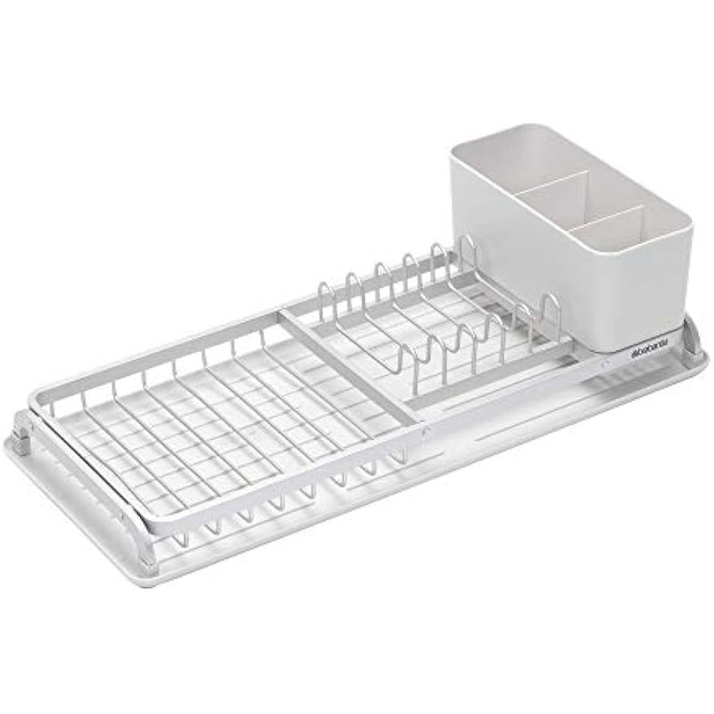 Brabantia Compact Dish Drying Rack | Aluminium with Cutlery Basket