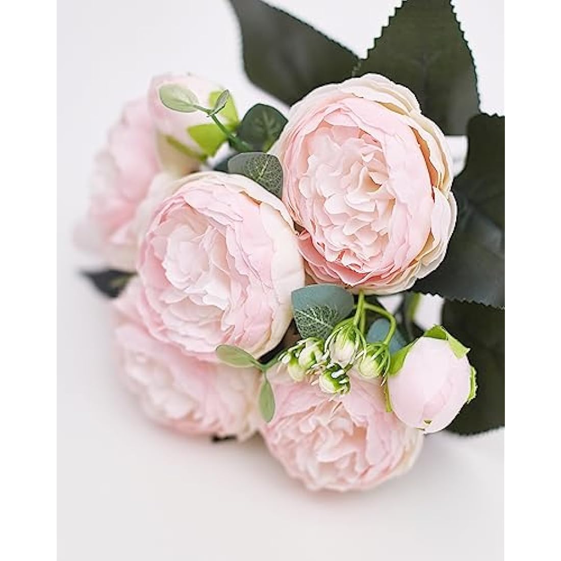 Silk Peony and Tea Rose Artificial Bouquet – Light Pink
