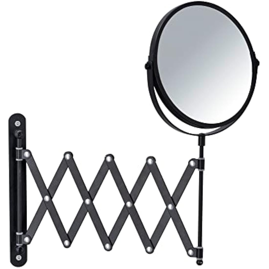 WENKO Black Cosmetic Wall Mirror – 3x Magnifying Telescopic Arm