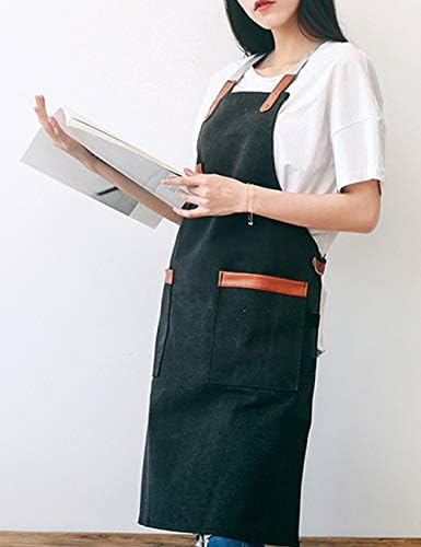 Jolof Store Waterproof Washed Canvas Chef Apron with Pockets – Black