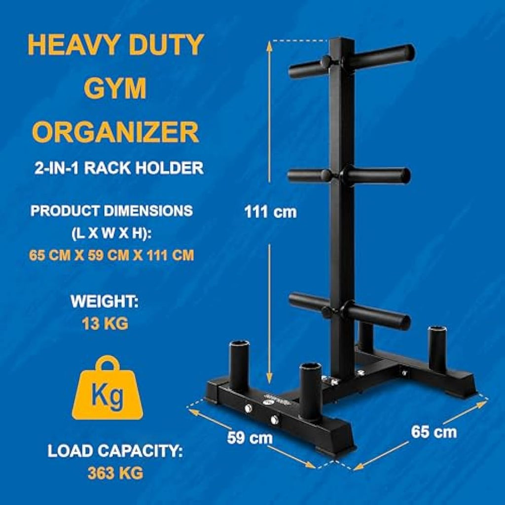 SereneLife Olympic Weight Plate Rack – 800lb Capacity Steel Gym Organizer