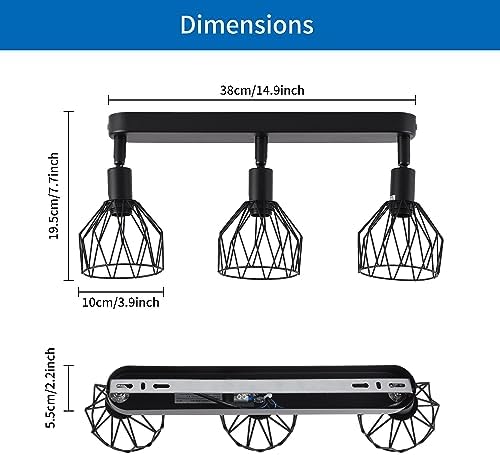 Jolof Store 3-Way Adjustable Black Metal Cage Ceiling Spotlights | E14 Base
