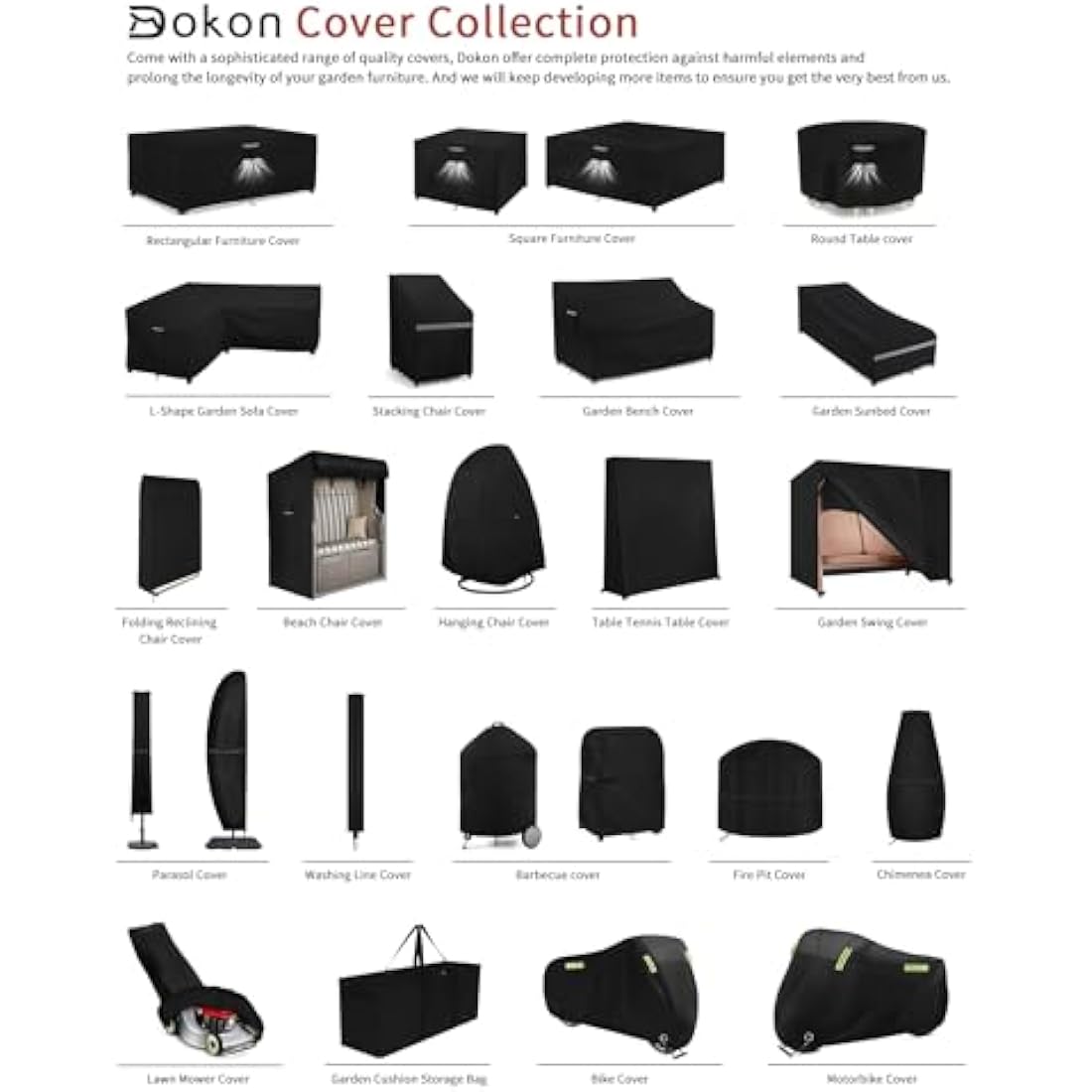 Dokon Round Garden Furniture Cover | Waterproof 420D Oxford | Ø128 x 71cm