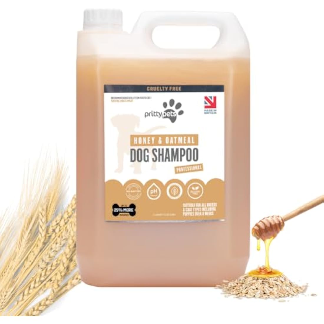 Pritty Pets Oatmeal Dog Shampoo | Professional PH Balanced Formula - 5L