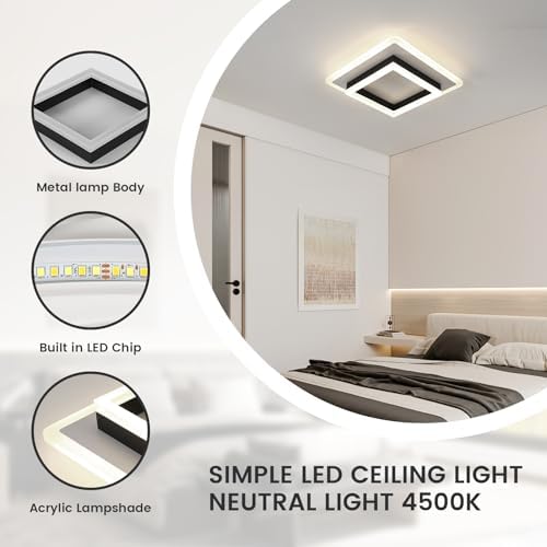 DELIPOP Modern Square LED Ceiling Light – 30W Acrylic Lamp, 4500K