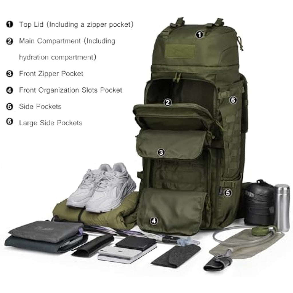 Mardingtop 75L Tactical Backpack | 600D Polyester Military Rucksack