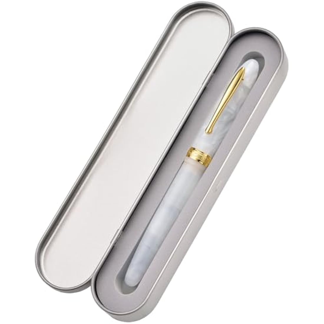 Hong Dian N9 Fountain Pen – Jade White Acrylic with Long Leaf Nib