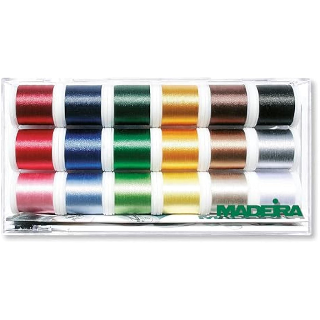 Madeira Polyneon Embroidery Thread Box – 18 Colours x 400m Spools