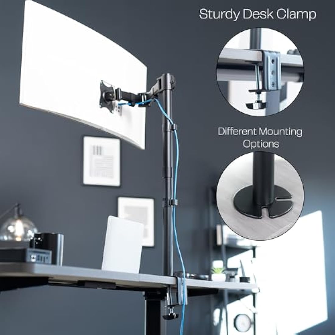 VIVO Extra Tall Single Monitor Desk Mount | 31" Pole Stand for 13-38" Screens