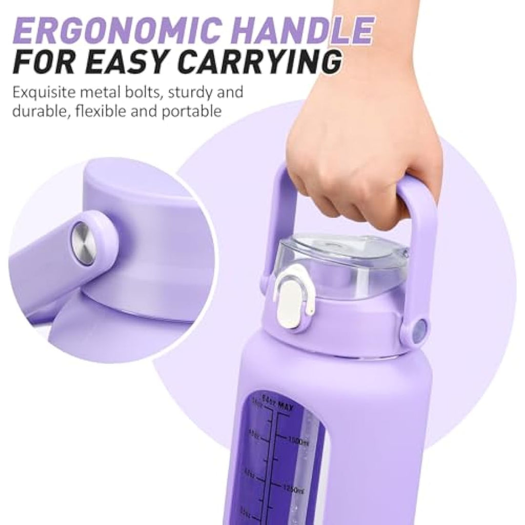 HYDRAGLAZIC 2L Glass Water Bottle | Large 2 Liter Jug with 2 Lids