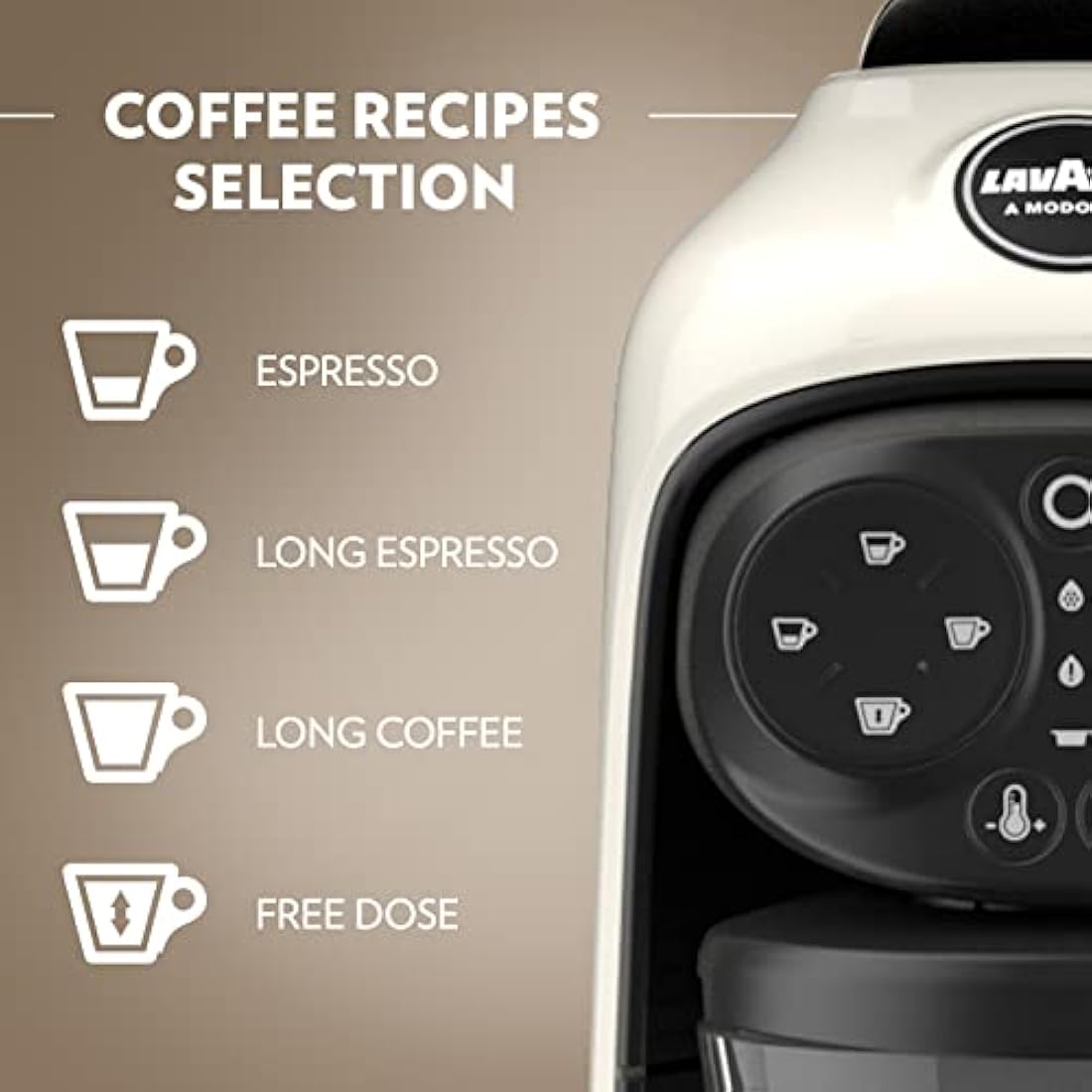Lavazza A Modo Mio Deséa Coffee Machine | One-Touch Espresso Maker, Cream