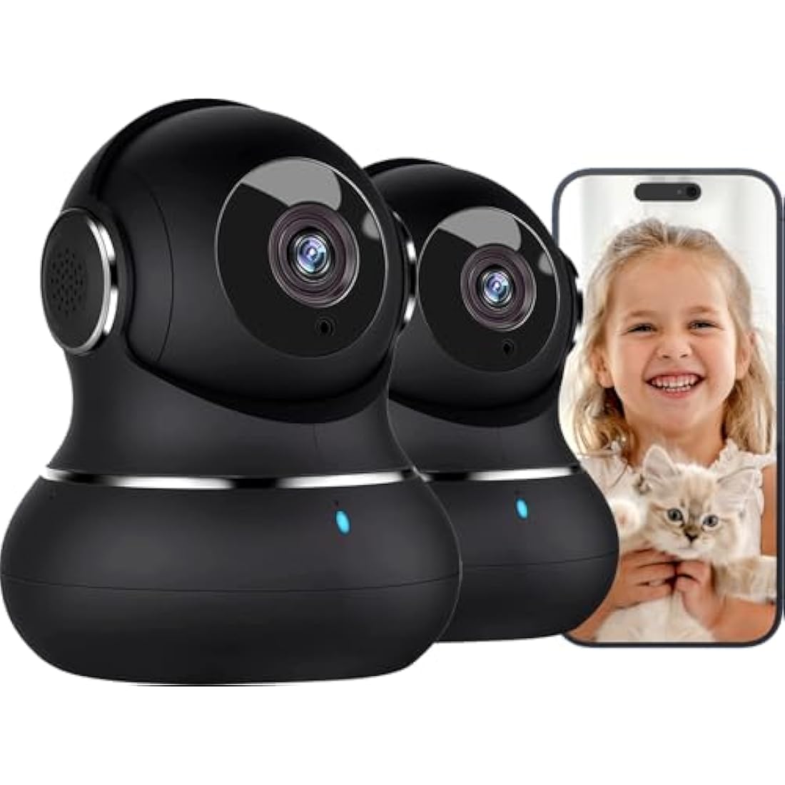 Litokam 2K Indoor Security Camera – 360° Auto Tracking Pet Monitor, 2 Pack