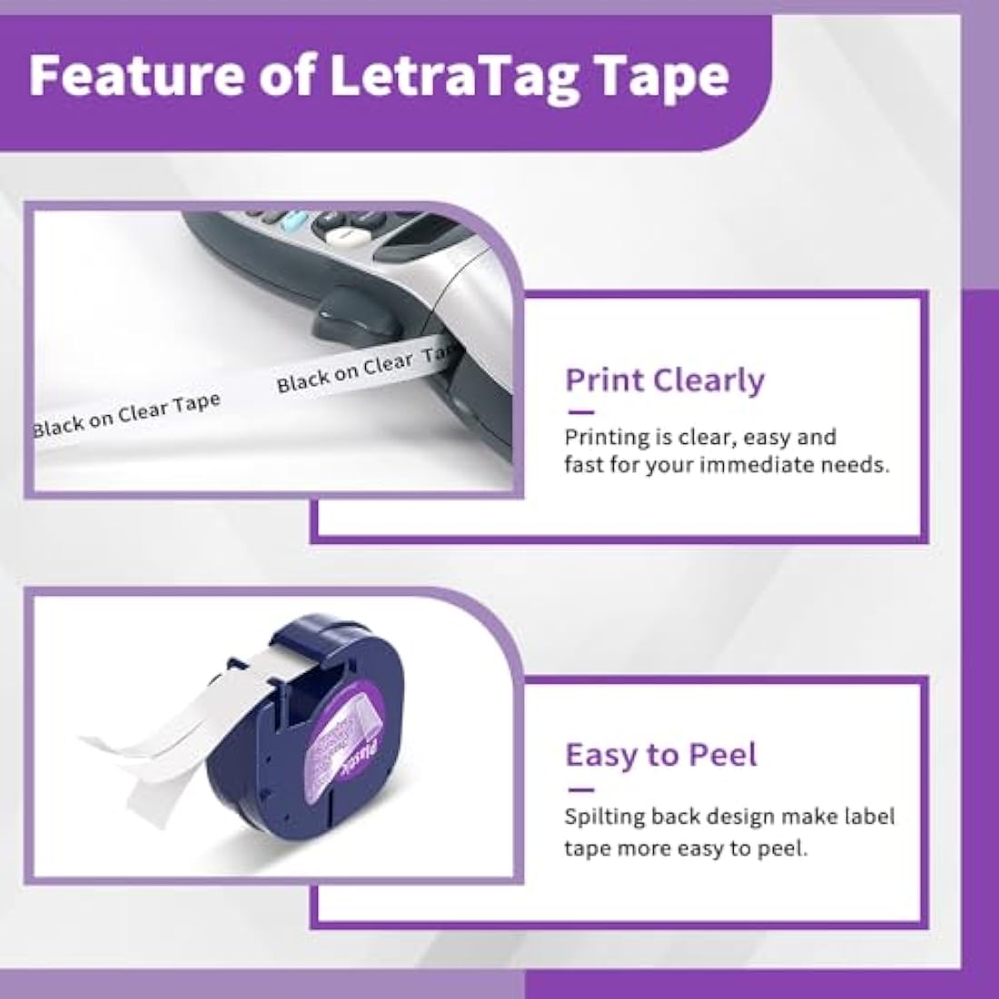 Wonfoucs Compatible Dymo LetraTag Tape 12267 | 12mm Clear Plastic, 5 Pack