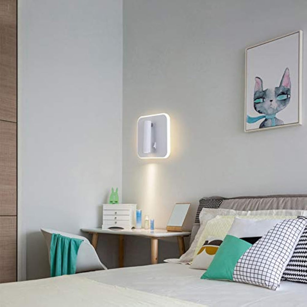 uksunvi LED Bedside Reading Wall Lamp – 12W Adjustable Spotlight, White