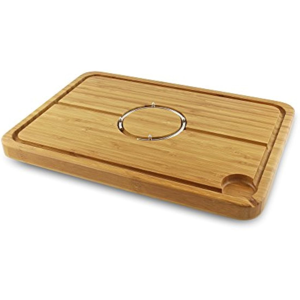Jolof Store Spiked Bamboo Meat Carving Board with Juice Grooves, 40x28cm