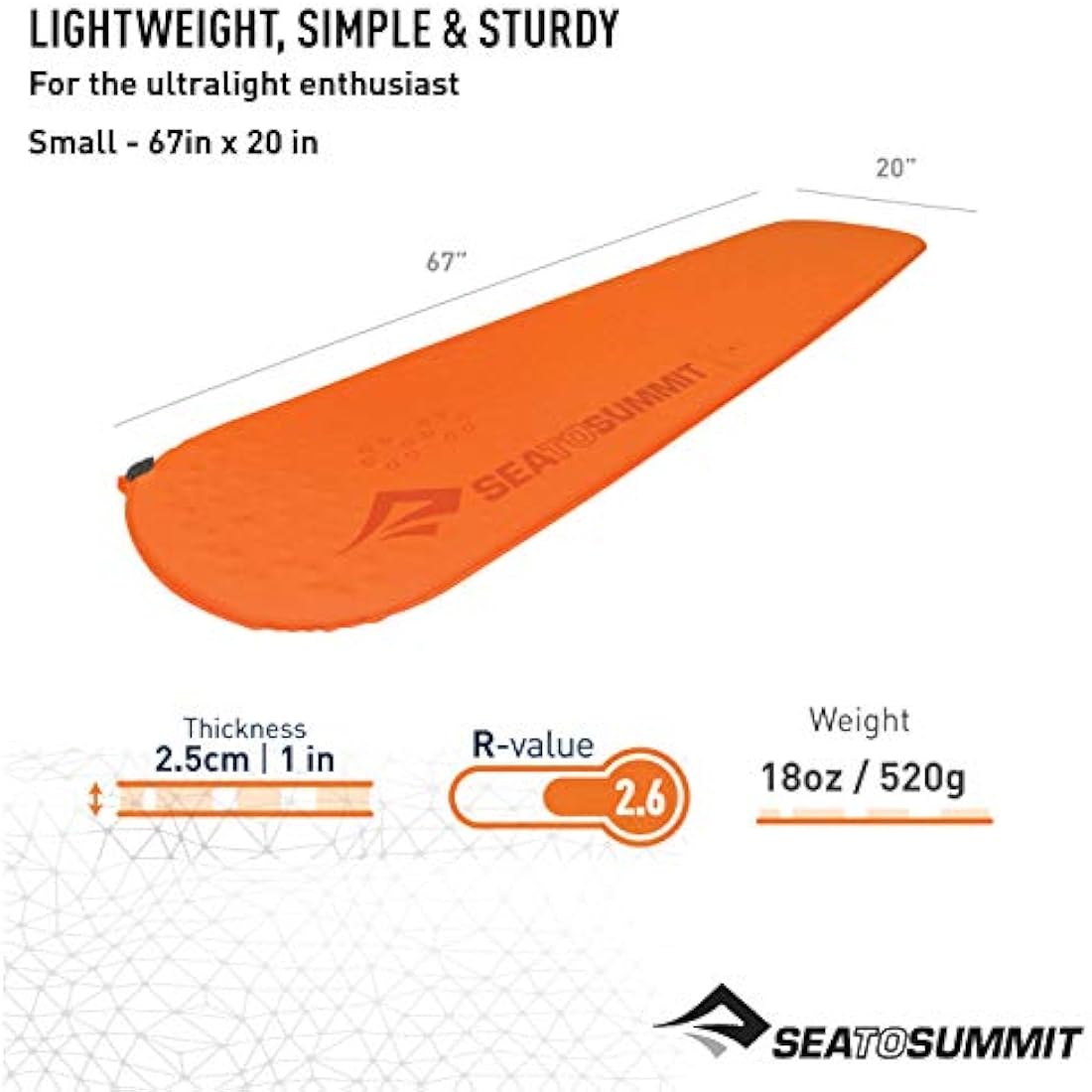Sea to Summit UltraLight Self-Inflating Sleeping Mat – Orange – Large