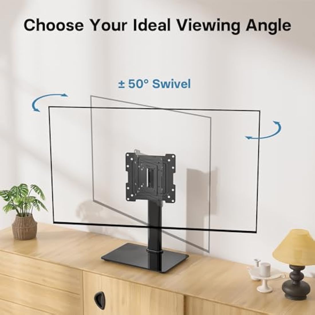 BONTEC Universal Swivel TV Stand | Height Adjustable 17-43 inch Pedestal