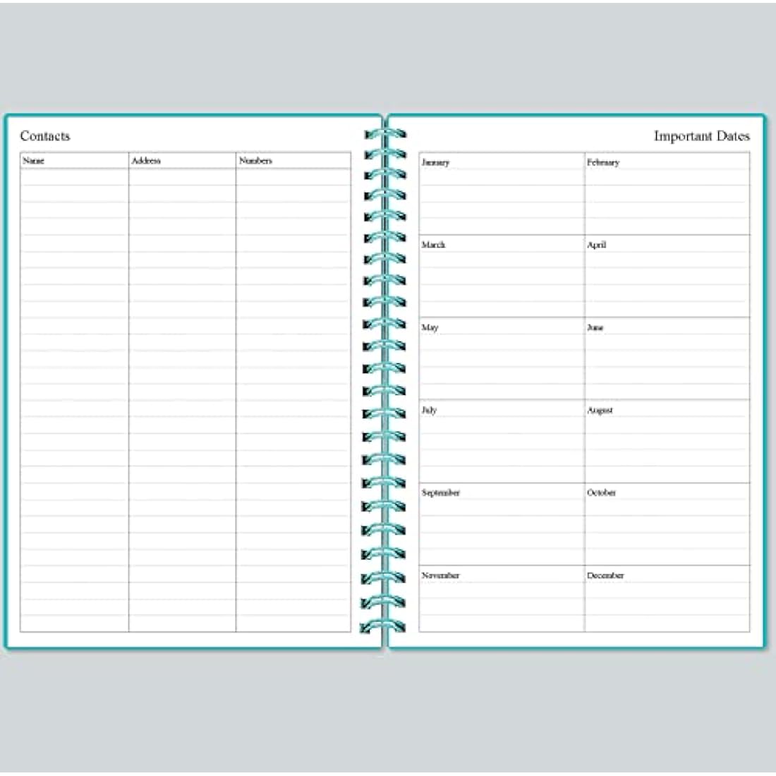 Jolof Store Undated Daily Planner – A5 Spiral To Do List Notebook, Teal