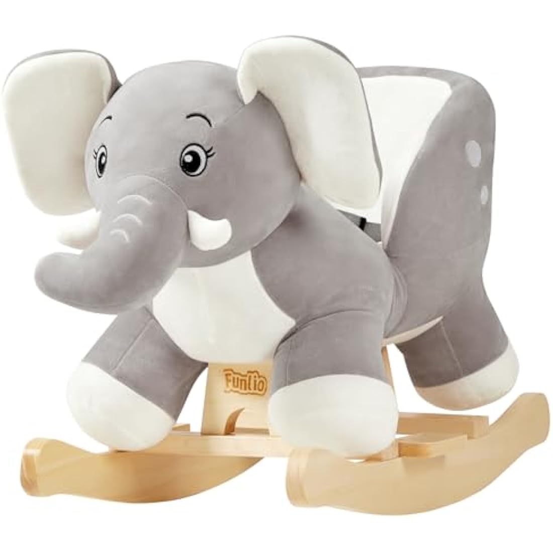 FUNLIO Elephant Baby Rocking Horse – Plush Grey Ride-on Toy for Toddlers