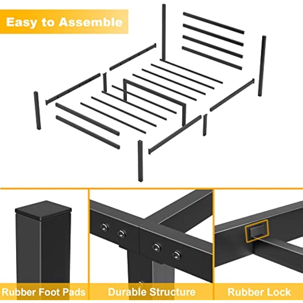 Yornoli 3ft Small Single Metal Bed Frame with Storage & Headboard