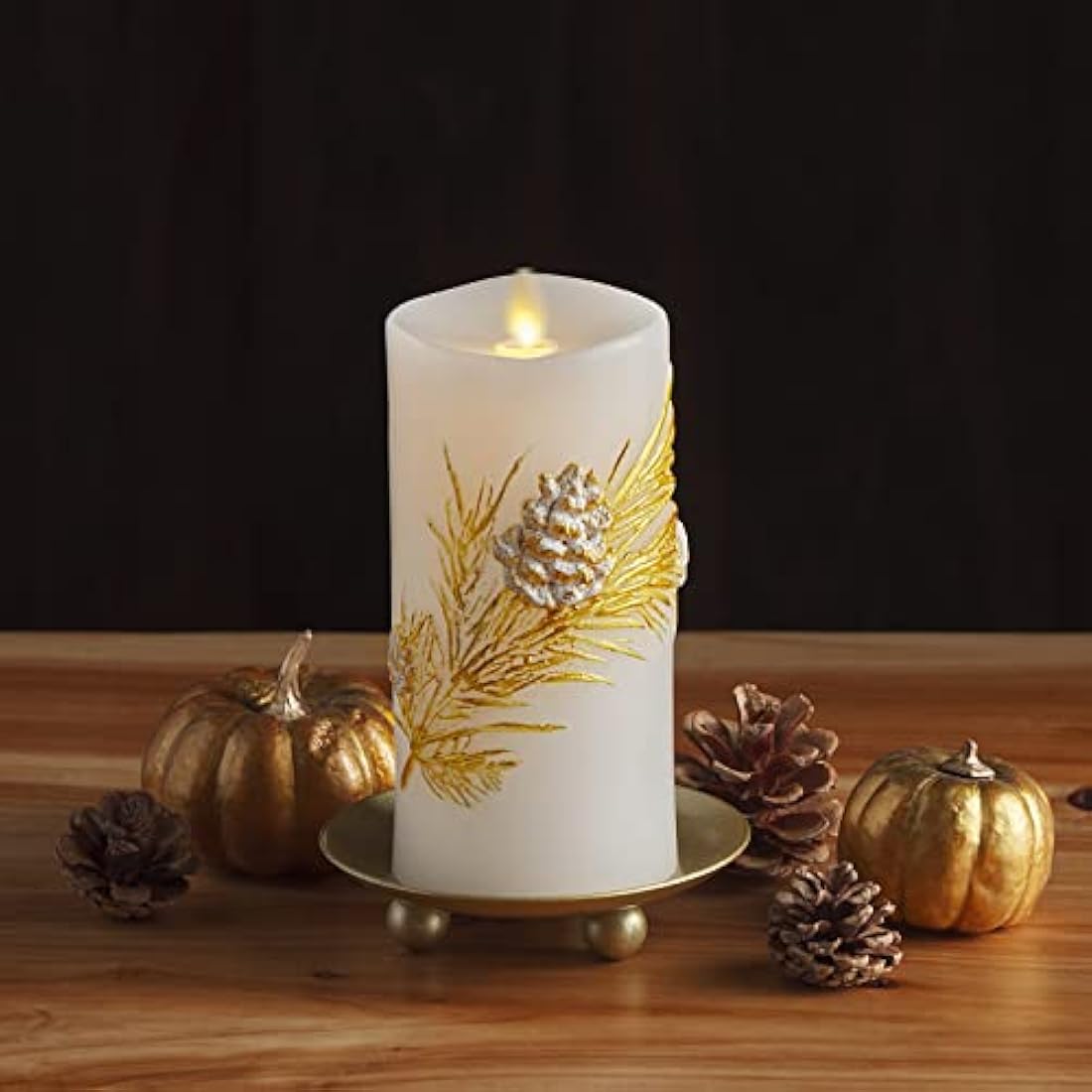 Luminara White Pinecone Flameless LED Candle – 6.5" Real Wax Pillar