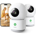 AOSU 2K Indoor Security Camera 2-Pack – 360° WiFi Nanny Cam & Baby Monitor