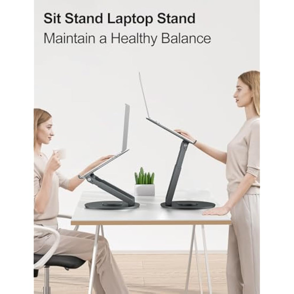 Tounee 360° Swivel Laptop Stand – Adjustable Sit-to-Stand Riser for 10-17"