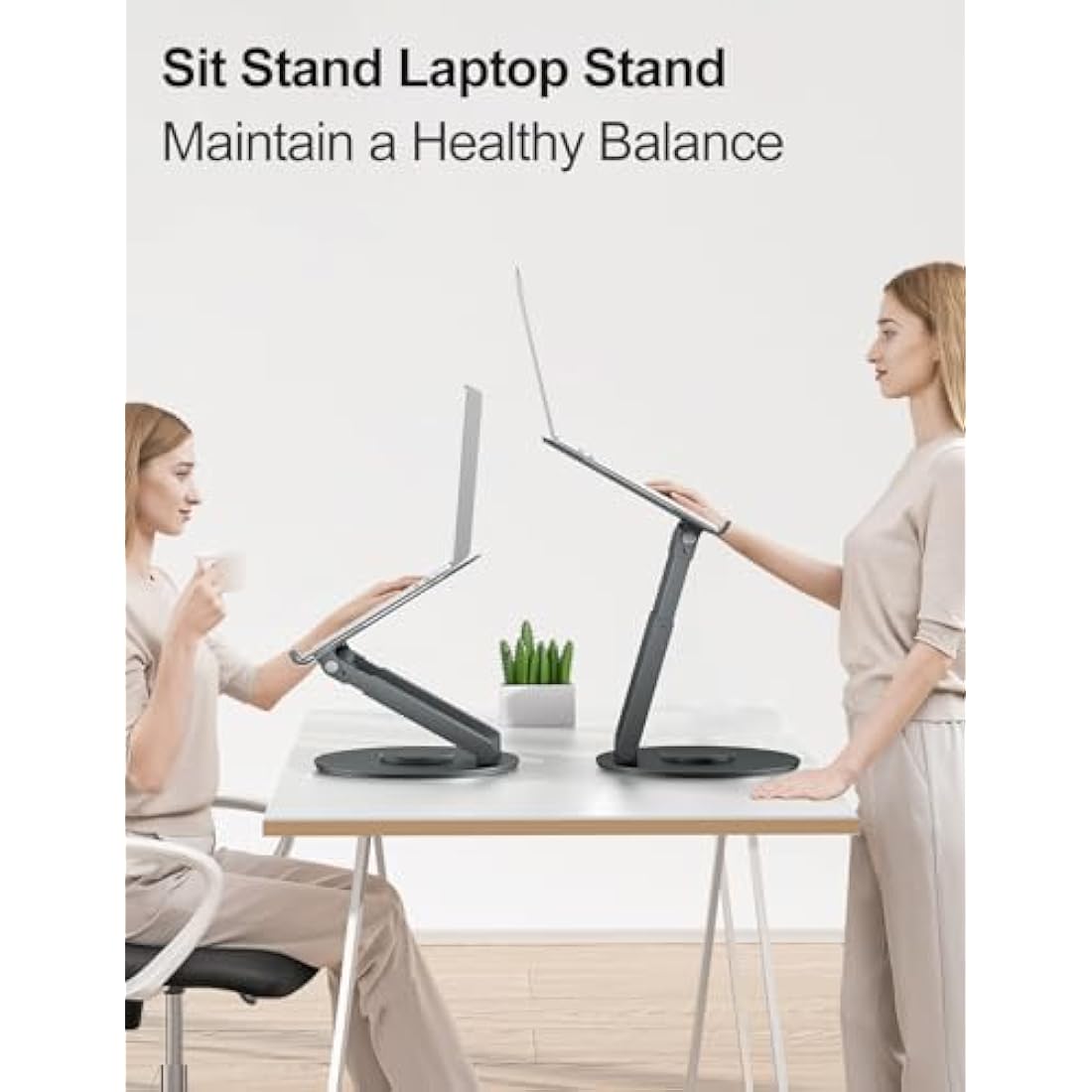 Tounee 360° Swivel Laptop Stand – Adjustable Sit-to-Stand Riser for 10-17"