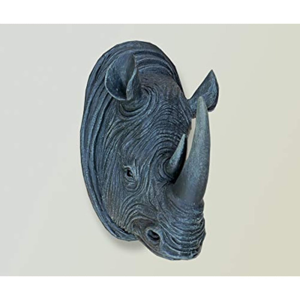 Rhino Wall Art – Grey Resin Animal Head Hanging Sculpture