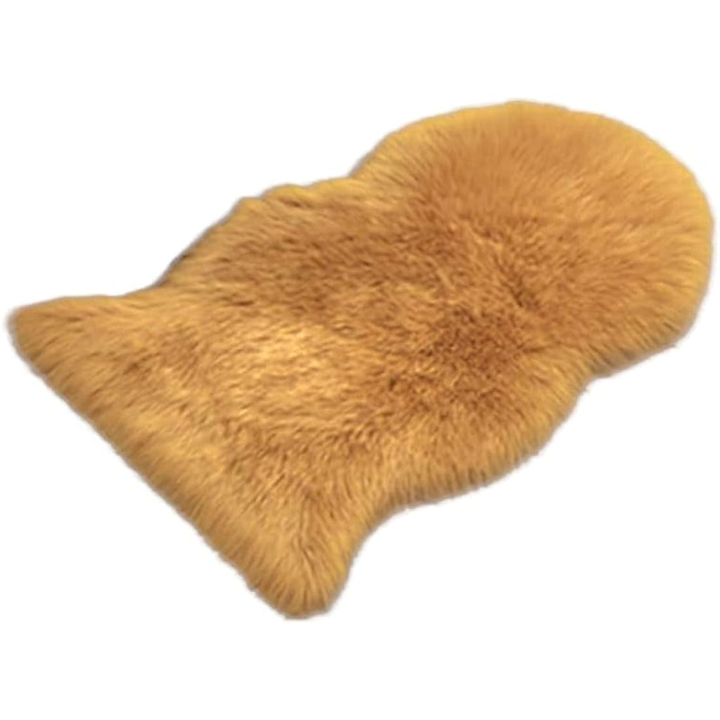 Jolof Store Faux Fur Sheepskin Rug – Soft Non-Slip Ochre Mat (60x110cm)
