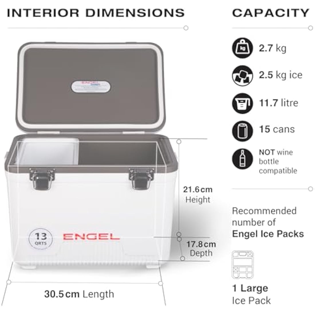 Engel 12.3L Leak-Proof Cooler & Dry Box – Insulated Ice Box for 15 Cans