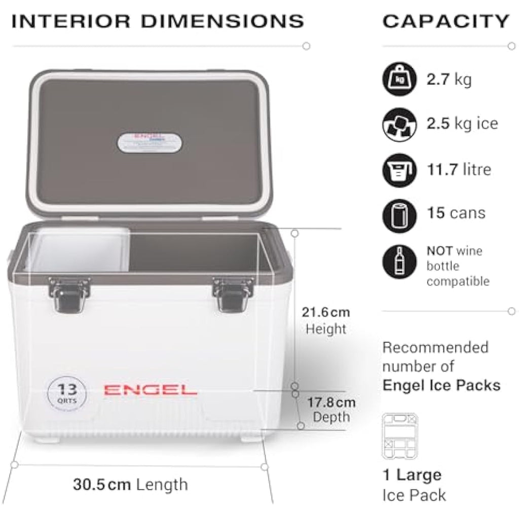 Engel 12.3L Leak-Proof Cooler & Dry Box – Insulated 15-Can Ice Box
