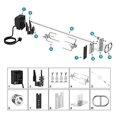 Onlyfire Universal BBQ Rotisserie Kit | 73cm Stainless Steel Spit Rod