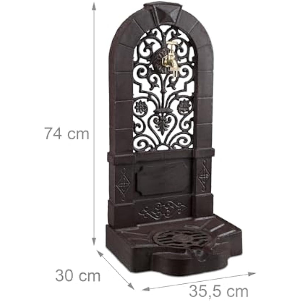 Jolof Store Antique Garden Water Fountain – Cast Aluminium Basin, Brown