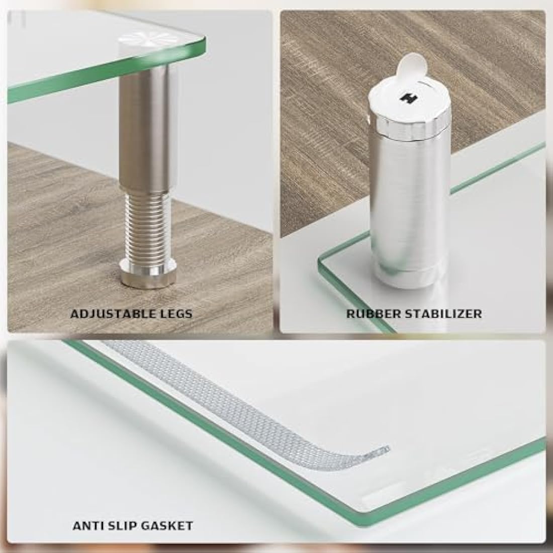 Hemudu Dual Monitor Stand – Adjustable Height Ergonomic Riser (Clear)