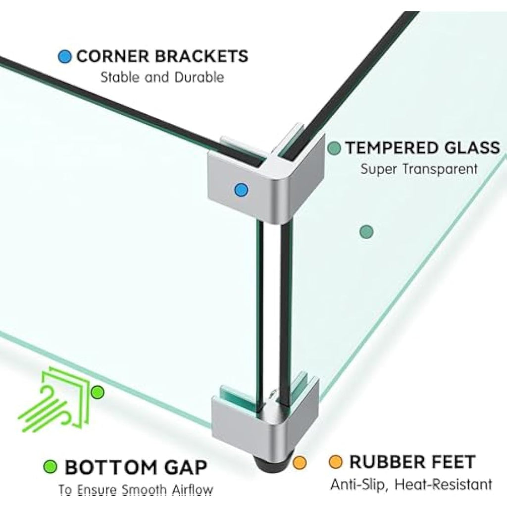 MESIDA Fire Pit Glass Wind Guard – 31x12x6 Tempered Glass Flame Shield
