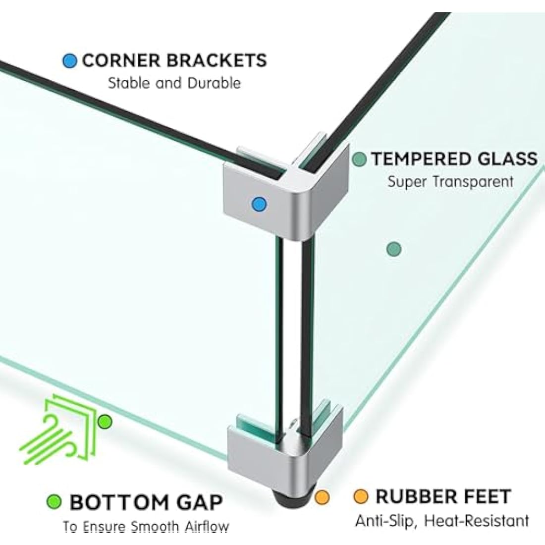 MESIDA Fire Pit Glass Wind Guard – 31x12x6 Tempered Glass Flame Shield