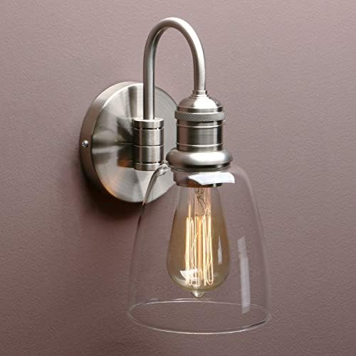 Industrial Bell Wall Sconce | Brushed Metal & Clear Glass