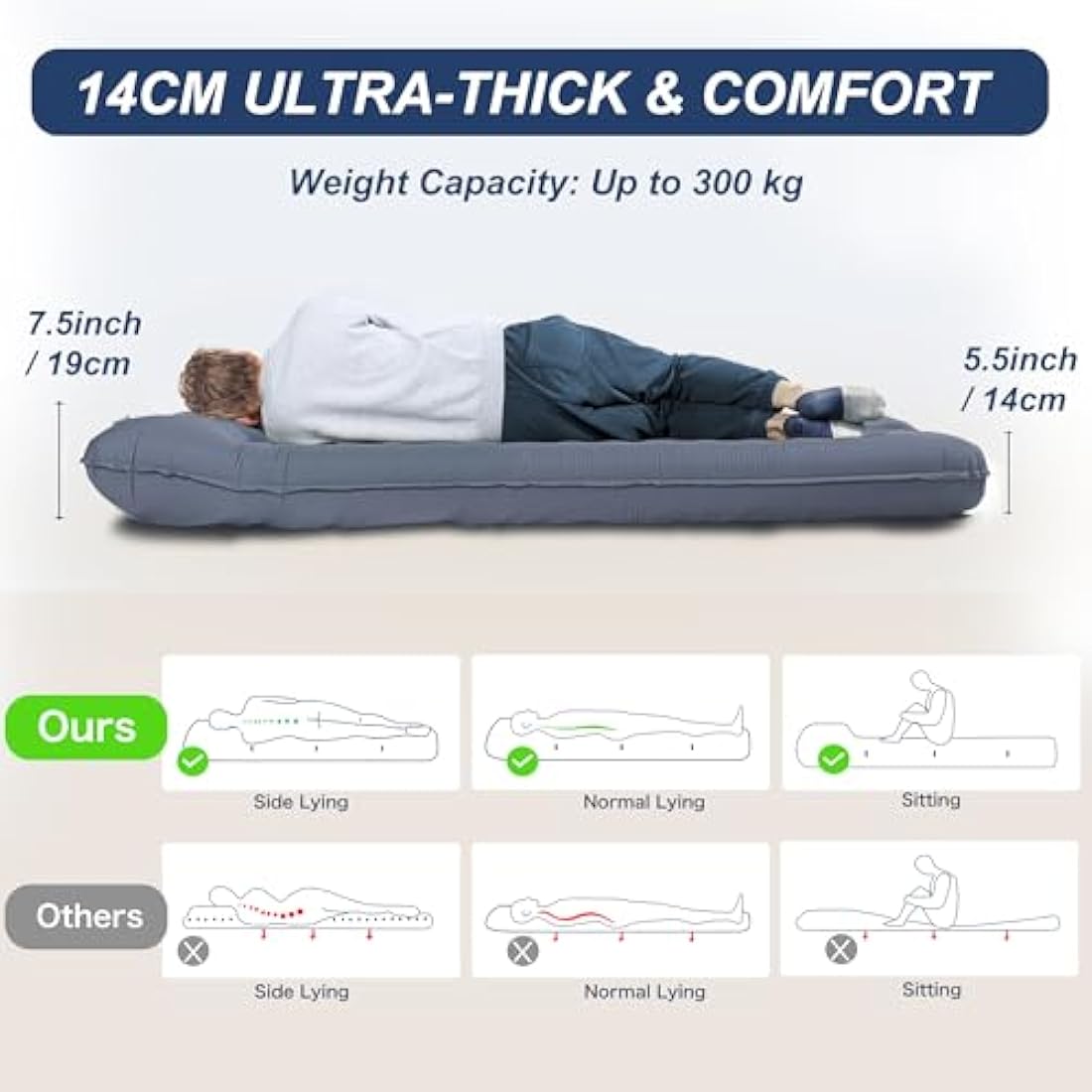Origem Double Camping Sleeping Mat | 14cm Extra Thick Inflatable Mattress
