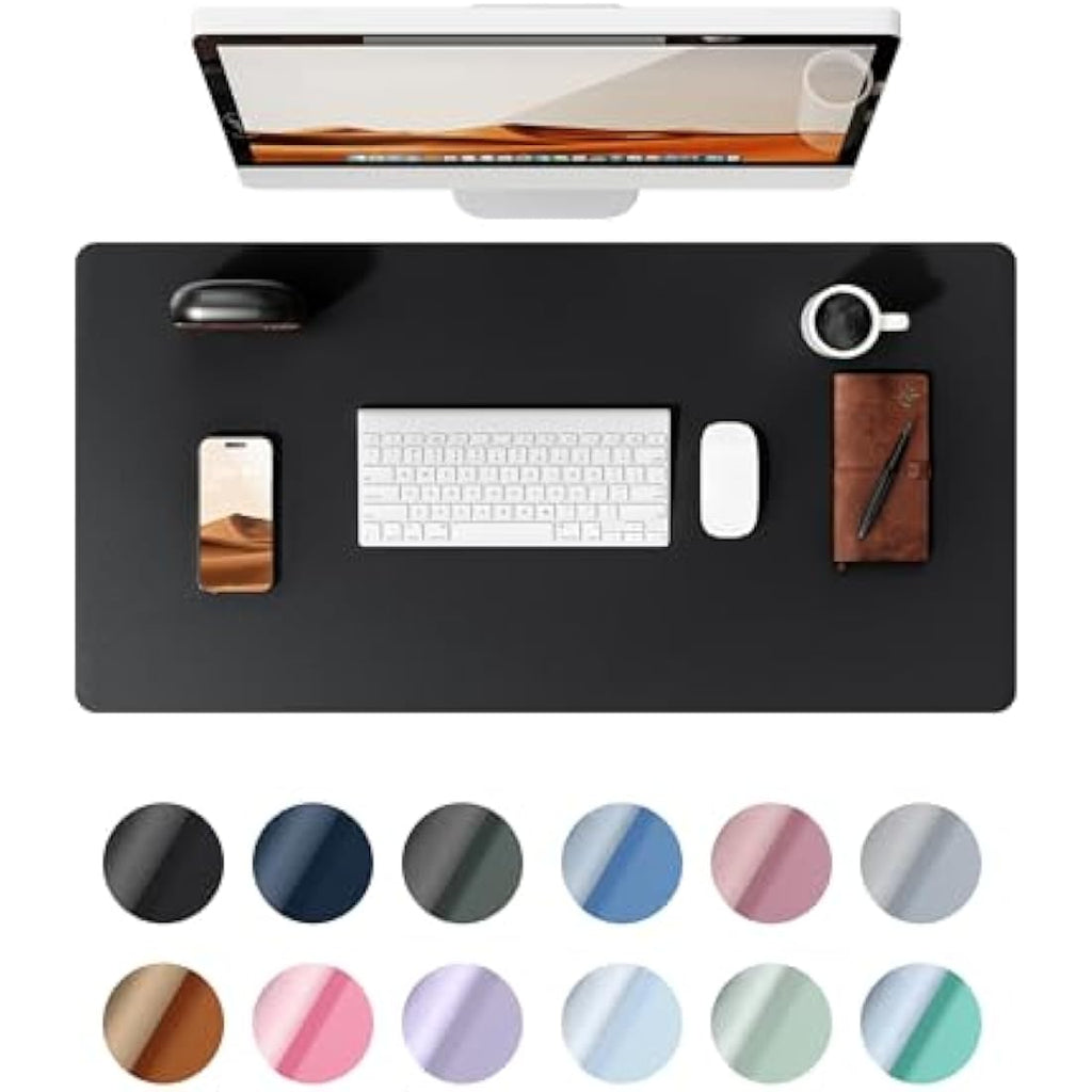 YSAGi PU Leather Desk Mat – Large Waterproof Mouse Pad, Black (60x35cm)