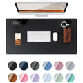 YSAGi Leather Desk Mat – Large Waterproof PU Mouse Pad, Black (90x43cm)