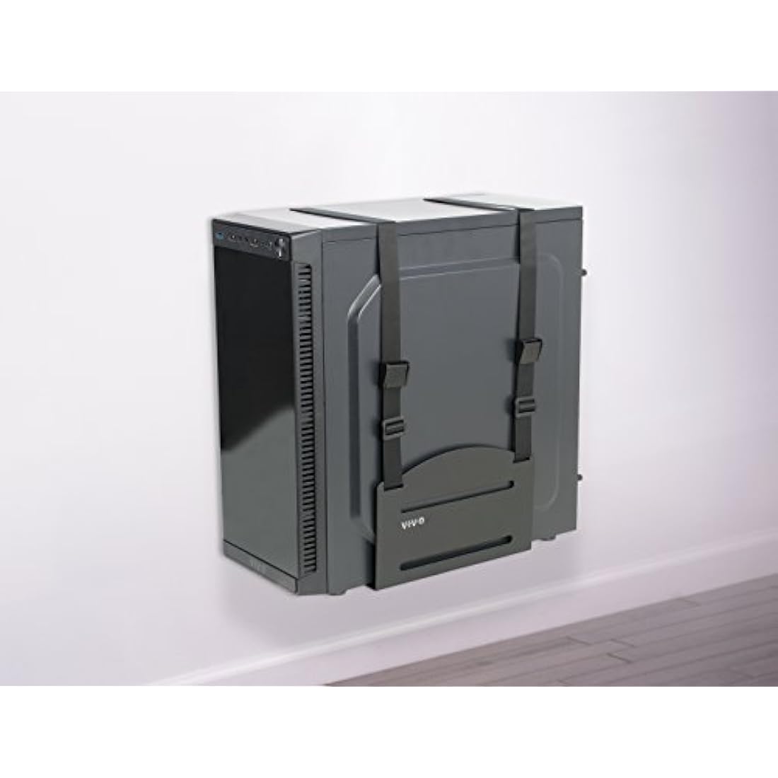 VIVO Adjustable PC Wall Mount | Steel CPU Holder with Straps - Black