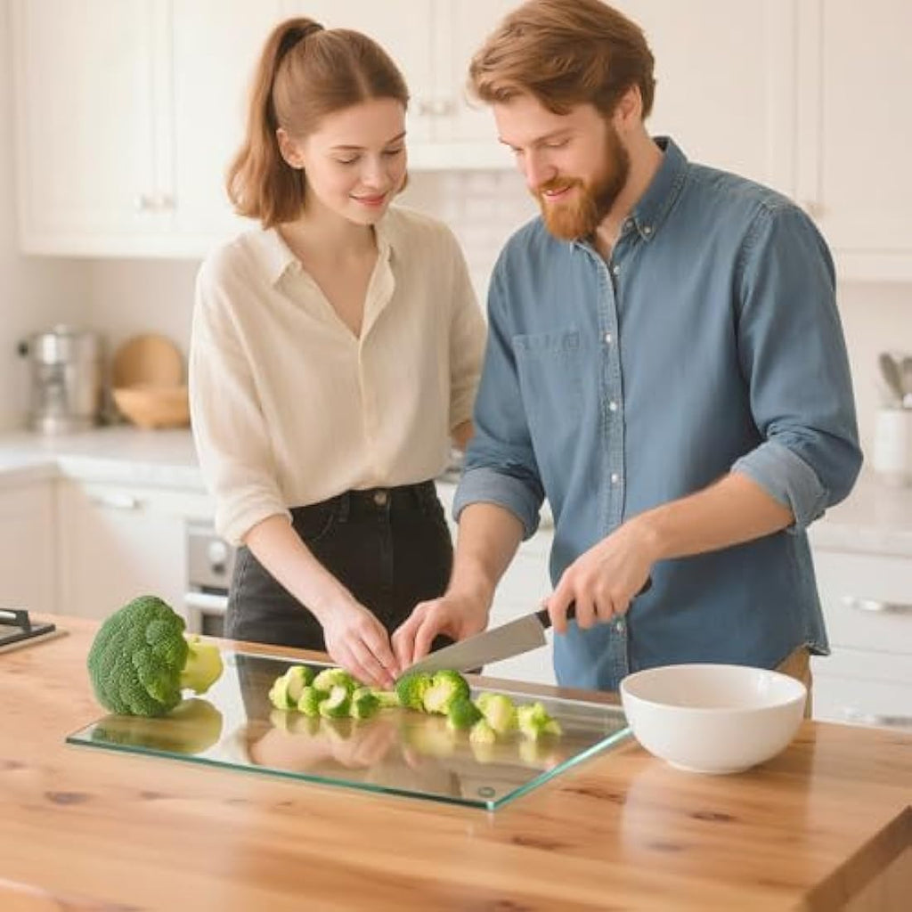 Hacaroa 4 Pack Tempered Glass Cutting Board – Non-Slip Clear Chopping Board