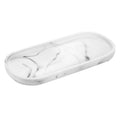 Luxspire Resin Bathroom Vanity Tray – Oval White Marble Countertop Organizer
