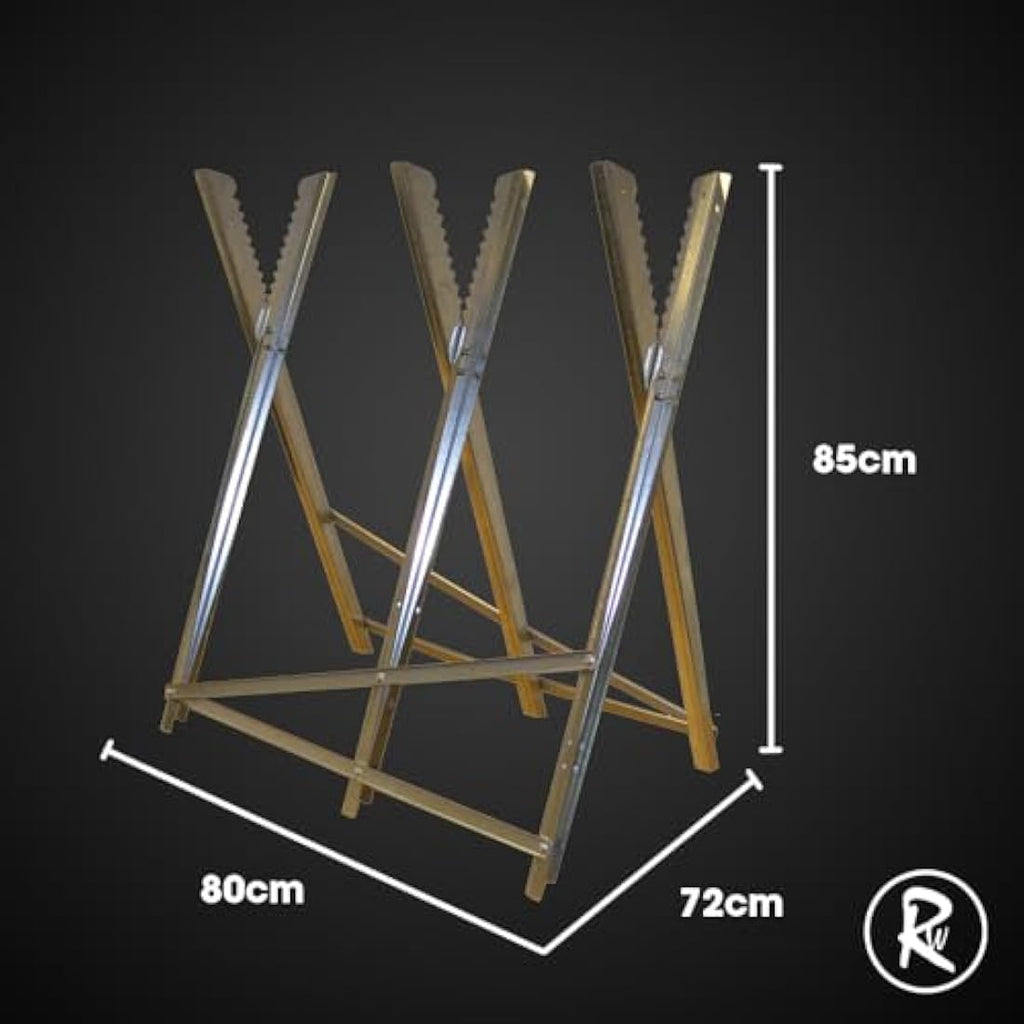 RocwooD Heavy Duty Metal Saw Horse – Foldable Steel Log Cutting Stand